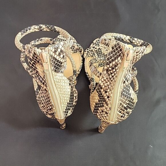 PRETTY LITTLE THING SNEAKER SKIN POINTED TOE 4-STRAP HIGH HEEL STILETTOS SANDAL - Picture 6 of 14